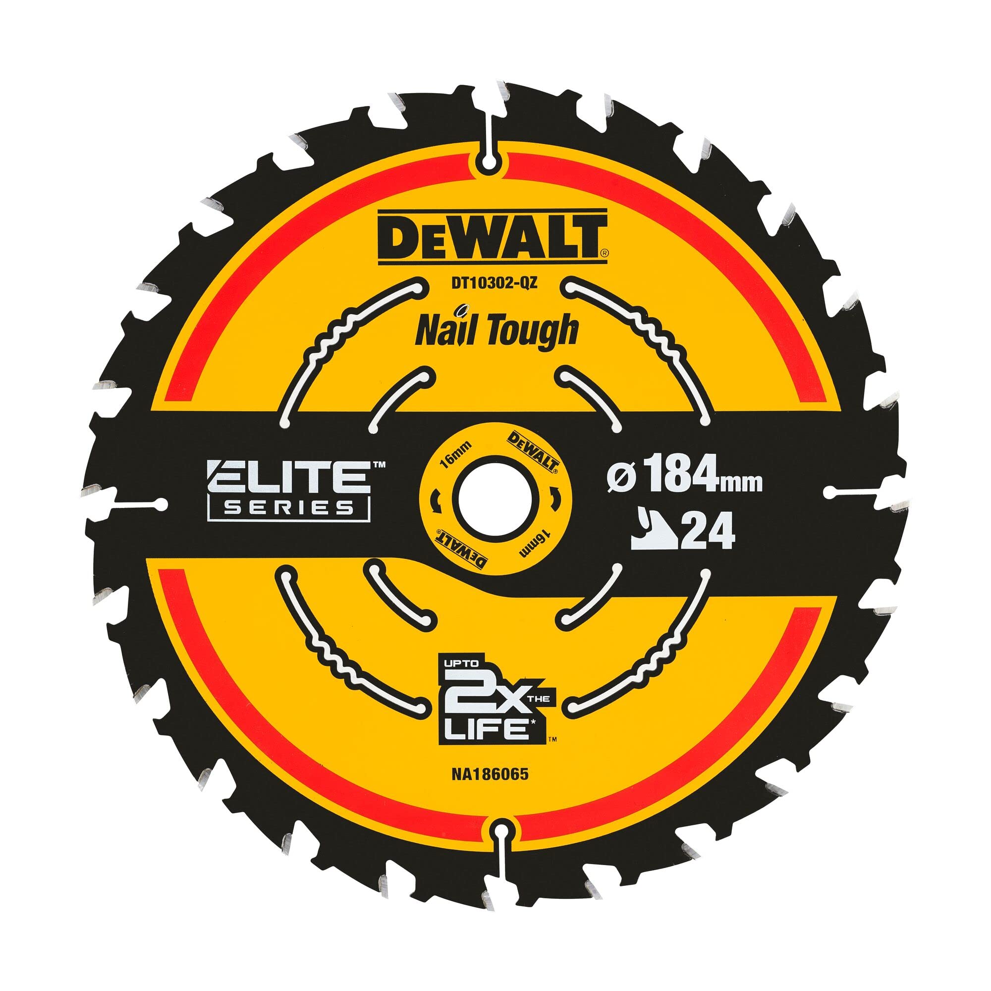DEWALT DT10302-QZ EXTREME 2nd Fix Circular Saw Blade, 184mm x 16mm x 24T