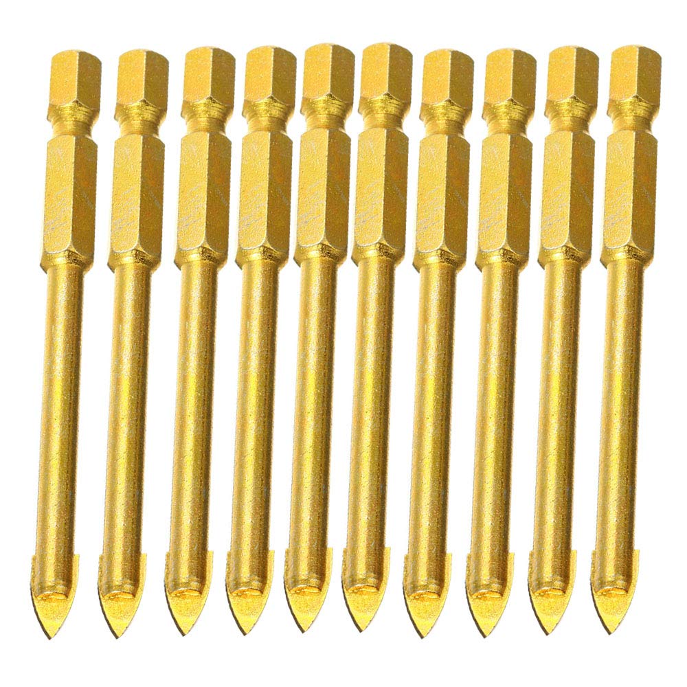 10Pcs 4mm Tungsten Tile Drill Bit Set Carbide Drill Bit Glass Ceramic Flat Spear Head Drill Bit