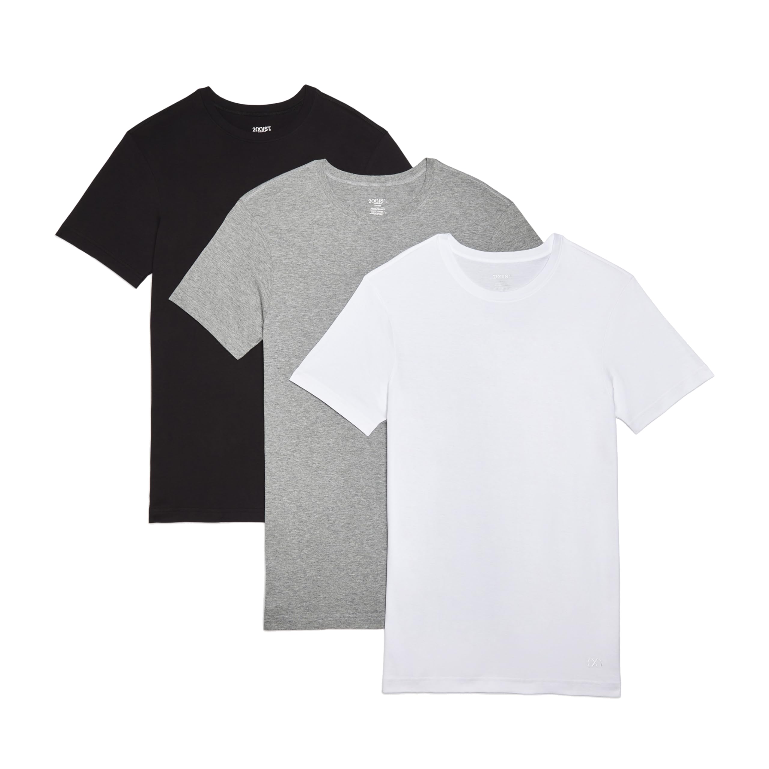 Photo 1 of 2(X)IST mens Essential Cotton Crew Neck T-shirt 3-pack Base Layer Top, White/Black/Heather Grey, X-Large US