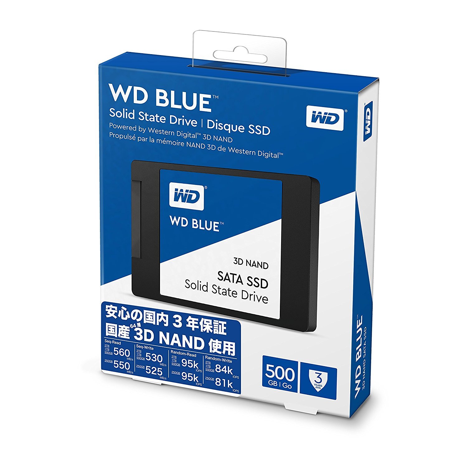 Western Digital 500GB WD Blue 3D NAND Internal PC SSD - SATA III 6 Gb/s, 2.5