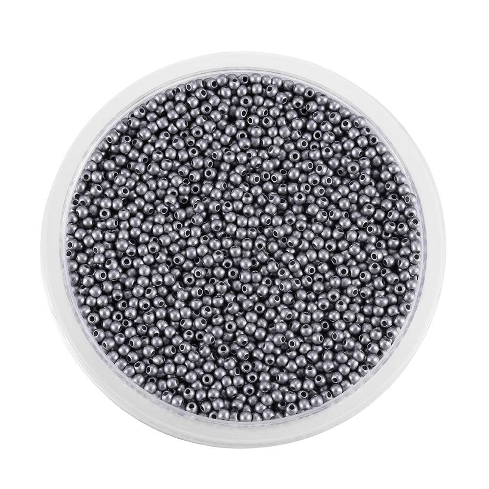 Around 9000pcs Opaque Glass Seed Beads Round Pony Bead Mini Spacer Beads 2mm for Jewellery Making Hair Accessories Beadwork Craft (Gray)