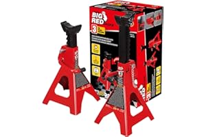 Torin T43002A Big Red Steel Jack Stands: Double Locking, 3 Ton Capacity, 1 Pair