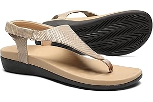 UTENAG Womens Arch Support Sandals Orthotic Adjustable Thong Flip Flops Shoes