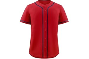 KXK Blank Baseball Jersey for Men Casual Button Down Shirts Short Sleeve Active Team Sports Uniform