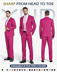 YND Men's 2 Piece Suit with Tie, 2 Button Slim Fit