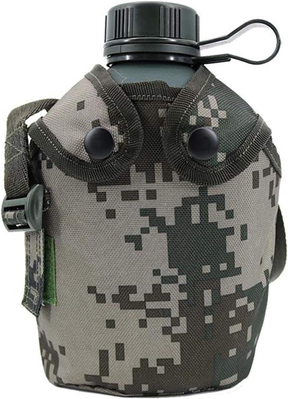 Jadedragon Military Canteen Water Bottle, Aluminium Water Canteen Reinforced Nylon Cover Belt Holster, Capacity 1/1.5/2/2.5/3L Portable Water Bottles with Shoulder Strap