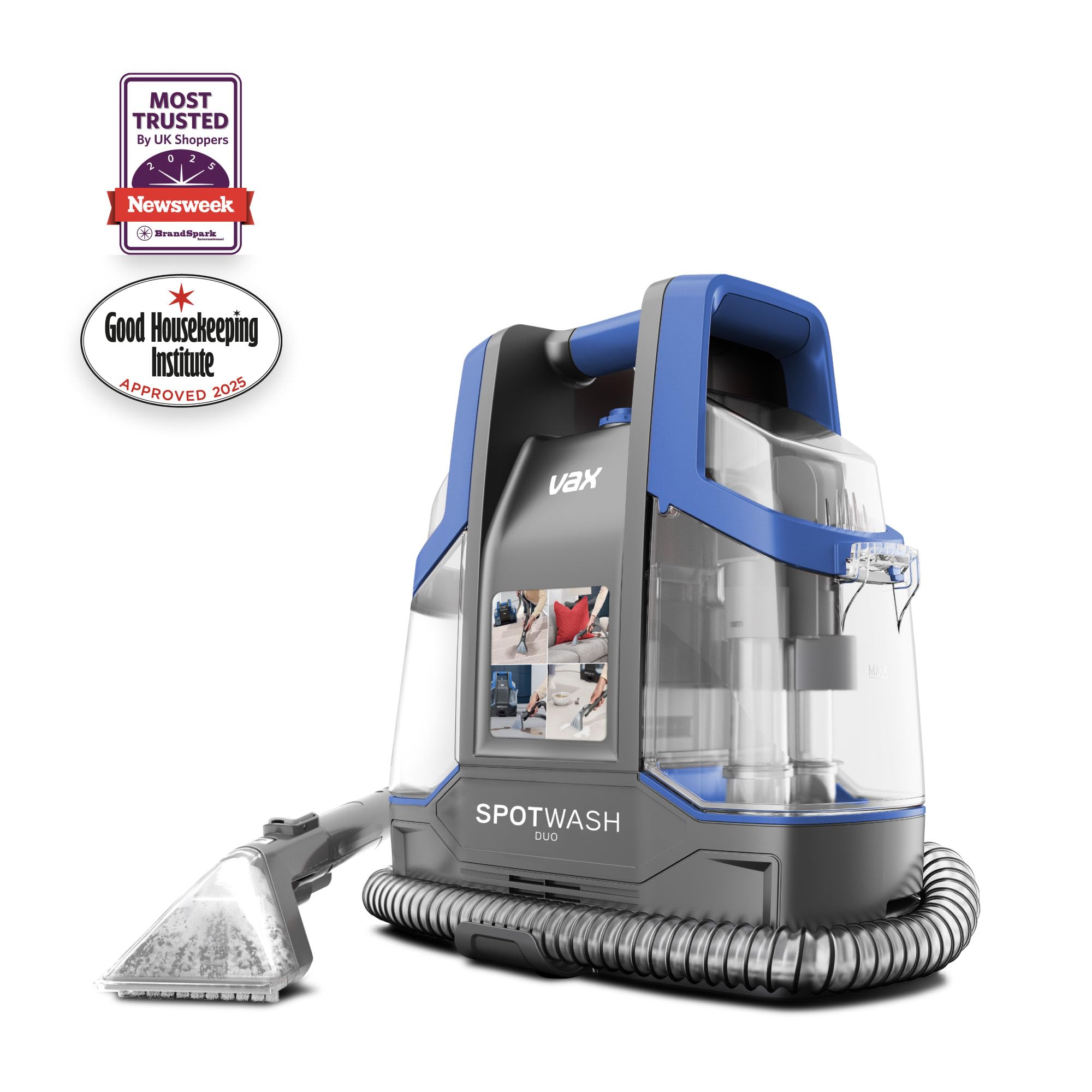VAX SpotWash Duo Spot Cleaner, For Stains, Spills & Pet Messes, Suitable for Car, Sofa, Upholstery, Carpet, Stairs. Compact, Handheld Cleaning Machine Includes Pet Tool & Vax 1L Solution, CDCW-CSXA