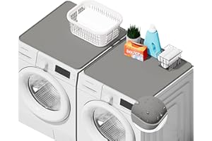 SEIRI 2pcs Washer and Dryer Covers for the Top, 26" x 26" Silicone Dryer Top Protector Mat Non-slip Waterproof Washing Machine Cover Protector Top Load for Laundry & Kitchen (Light Gray)