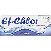 Ef-Chlor Water Purification Tablets/Drops (33 mg - 100 Tablets) - Potable Drinking Water Treatment Ideal for Emergencies, Sur