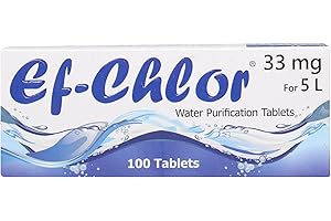 Ef-Chlor Water Purification Tablets/Pills 33 mg - Pack of 100 Tablets - Potable Drinking Water Treatment Ideal for Emergencies, Survival, Travel, and Camping, Purifies 2.64 Gallons in 1 Tablet