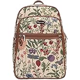 Signare Tapestry Backpack for Women Computer Rucksack Knapsack bookbags for women In Floral Morning Garden Design (BKPK-MGD)