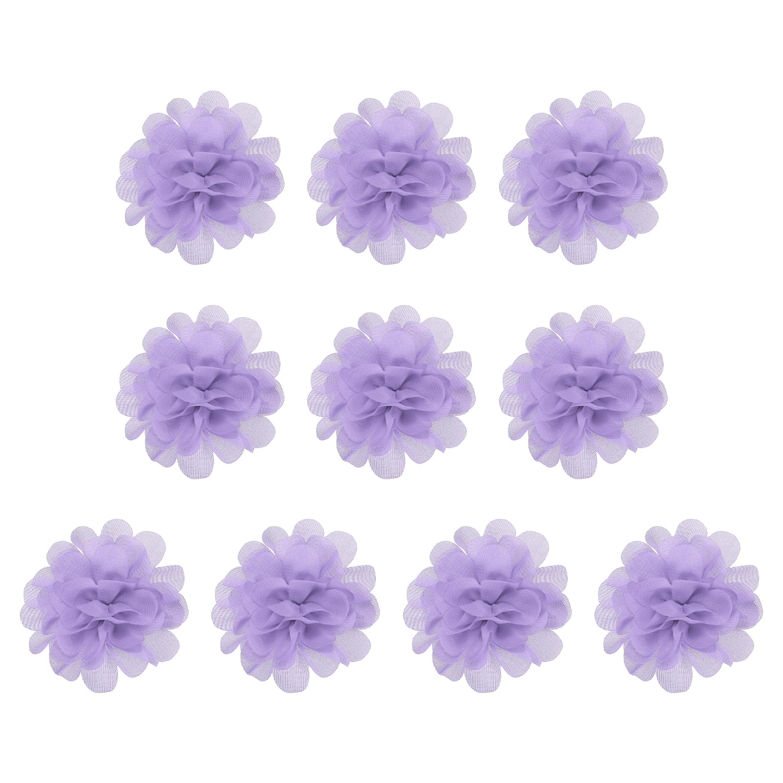 PATIKIL 2.8" Chiffon Flowers, 10 Pcs Mesh Fabric Flowers Sewing Fabric Appliques Headband Embellishments for DIY Craft Wedding Decor, Lavender