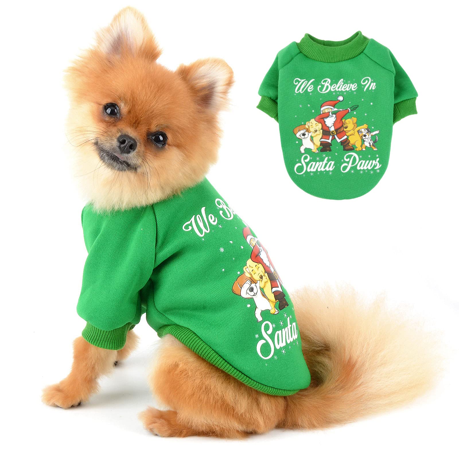 PAIDEFUL Dog Pajamas Christmas Pjs Jumpers for Small Dogs Fleece Lined Warm Coat Winter Pullover Puppy Chihuahua Clothes Cat Apparel 2 Legs Homewear Cold Weather Autumn