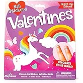 Playhouse Rainbow Unicorn Nail Sticker Sheet 28 Card Super Valentine Exchange Pack for Kids