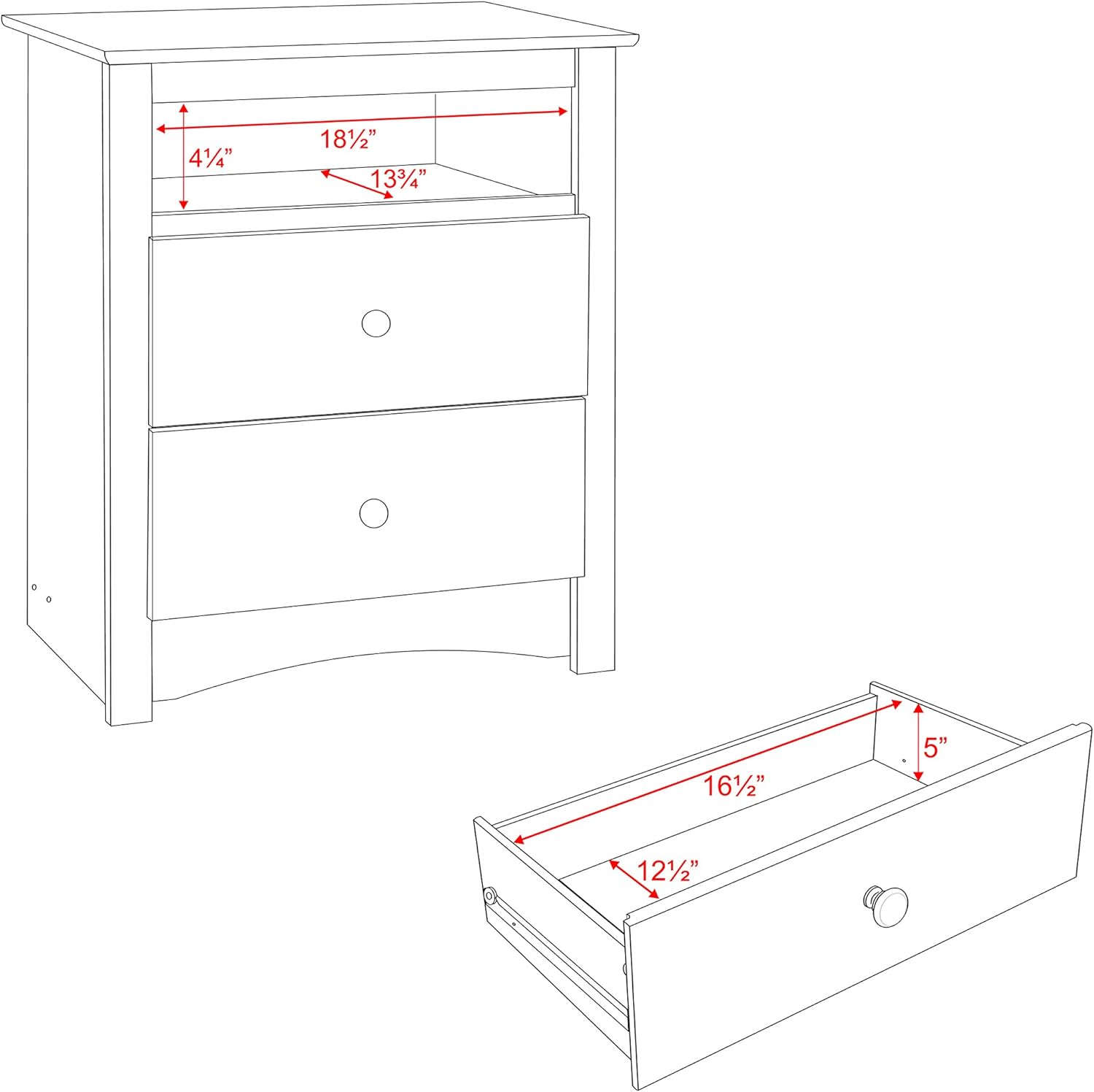 Prepac Sonoma Tall 2-Drawer Nightstand, Black -