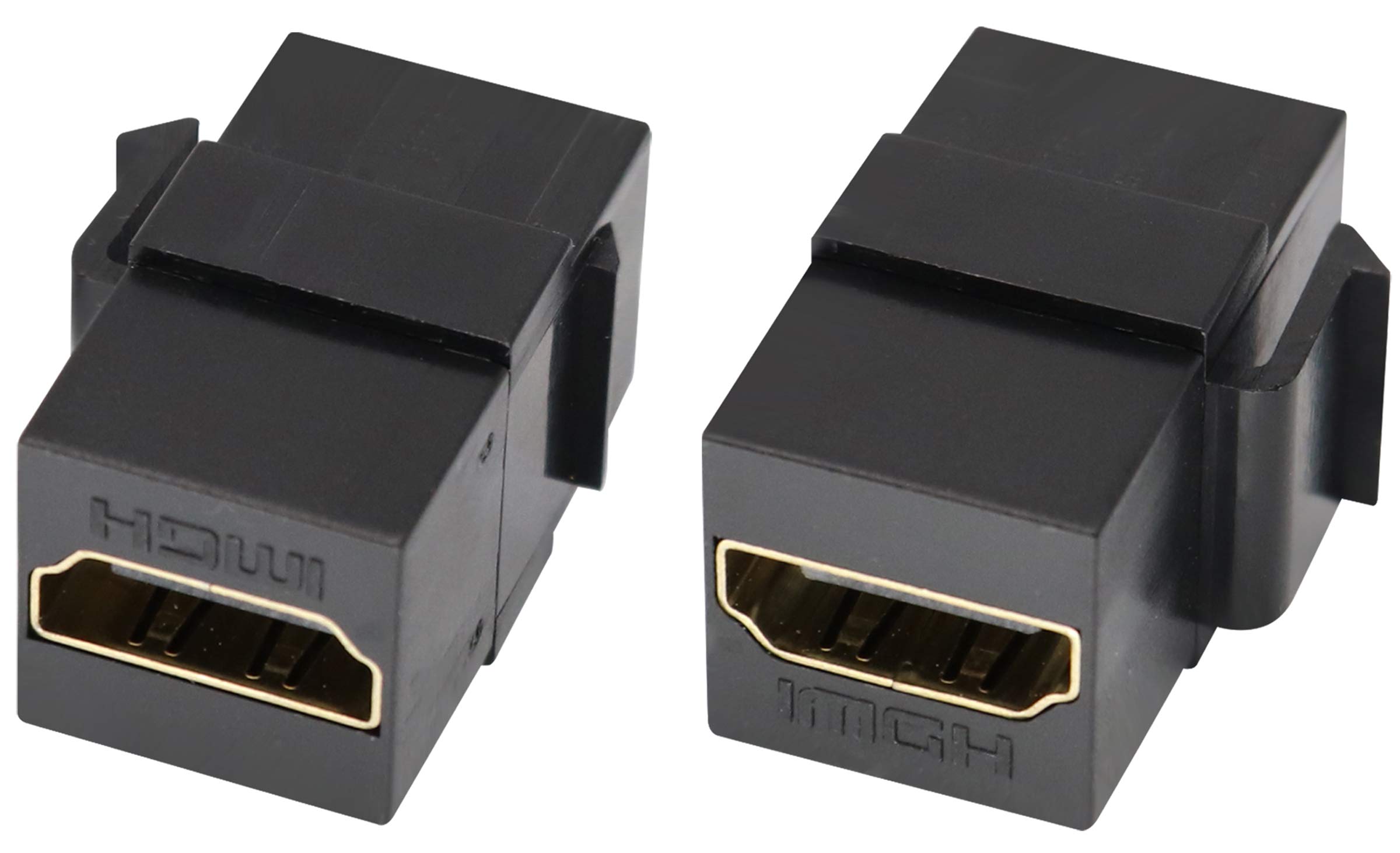 AAOTOKK HDMI Keystone Coupler, Gold Plated HDMI Keystone Jack Insert Female to Female 3D 4K Coupler Adapter for Wall Plate (Black/2 Pack)