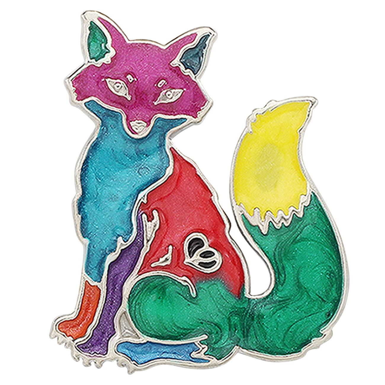 BONSNY Alloy Cartoon Fox Brooch Enamel Pins Jewellery for Women Girls Clothing Scarf Party Charms Gift (Multi)