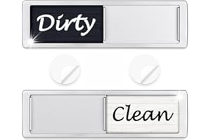 CIMKIZ Dishwasher Magnet Clean Dirty Sign Shutter Only Changes When You Push It Non-Scratching Strong Magnet or Adhesive Options Indicator Tells Whether Dishes are Clean or Dirty (Wood White/Black)