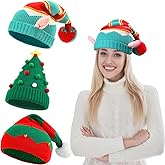 Arcimatto 3 PCS Christmas Knitted Santa Hats for Women Kids Girl, Family Funny Beanie Hats Crochet Xmas Party Skull Caps Warm