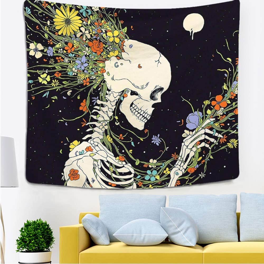 Maelove Skull Tapestry Skeleton Tapestry Hippie Wall Hanging Romantic Tapestries for Room Colorful Decor (27.5 X 40 inches)