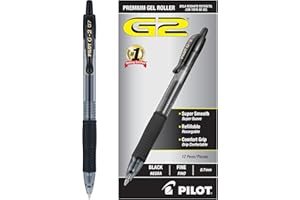 Pilot G2 Premium Gel Roller Pens 0.7, Fine Point Smooth Writing Pens Black, Pack of 12