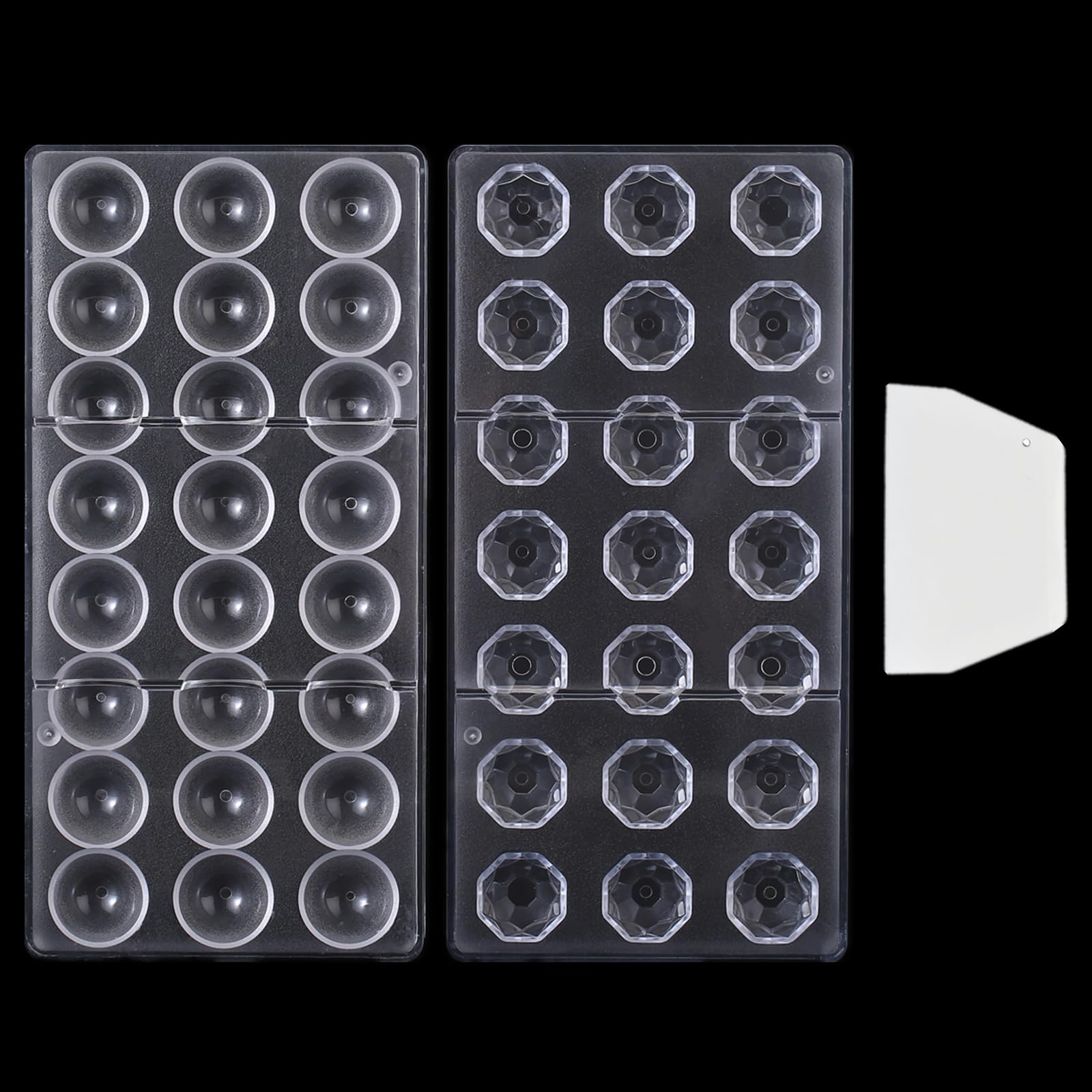 Photo 1 of Avtytsda Pack of 2 Chocolate Candy Mold PC Polycarbonate Chocolate Making Mould with Scraper(Semicircle+Diamond)