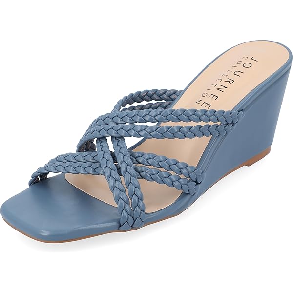 Amazon.com | Journee Women's Baylen Wedge Sandals Blush, 8