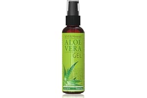 Seven Minerals, Travel Size Organic Aloe Vera Gel from freshly cut 100% Pure Aloe - 2 Fl Oz - HighestQuality, Texas grown, Vegan, Unscented - For Face, Skin, Hair, Sunburn relief (2 Fl Oz)