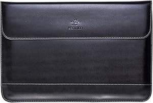 LENTION Split Leather Sleeve Case Compatible 2016-2019 MacBook Pro 13 (Thunderbolt 3), New Mac Air, XPS 13, iPad Pro 12.9 and Ultra Slim Laptop, Magnetic Snaps & Soft Touch (Black)