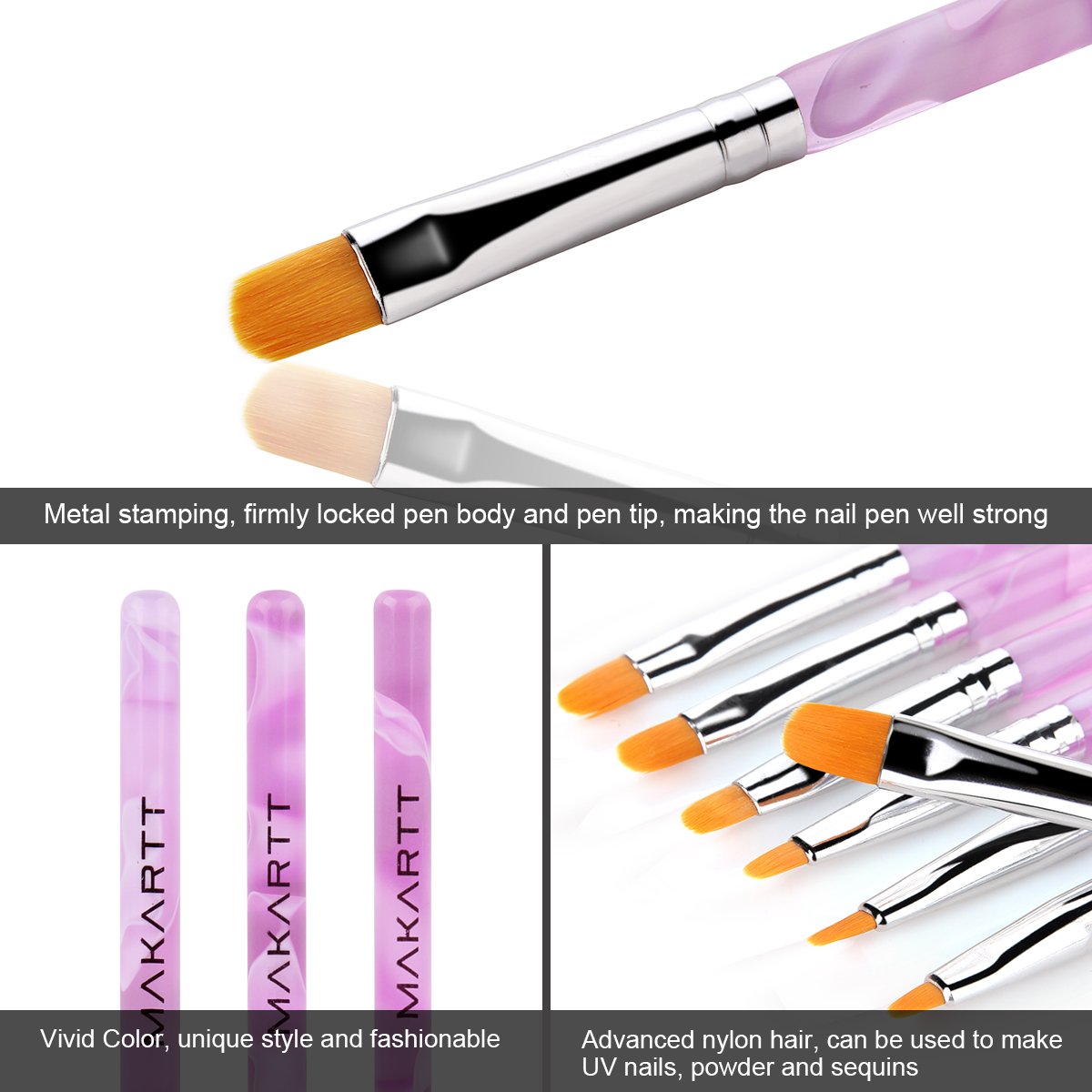 Makartt 7Pcs Uv Gel Nail Brush, Poly Extension Gel Brush, Nail Art Tips Builder Brush Nail Painting Brush Pen Set Q-02 : Beauty
