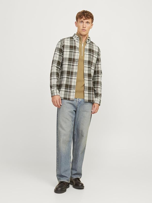 JACK&JONES JPRBLUBROOK Camisa de Estrutura de Quadros L/S SN, Olive Night, S de Homens