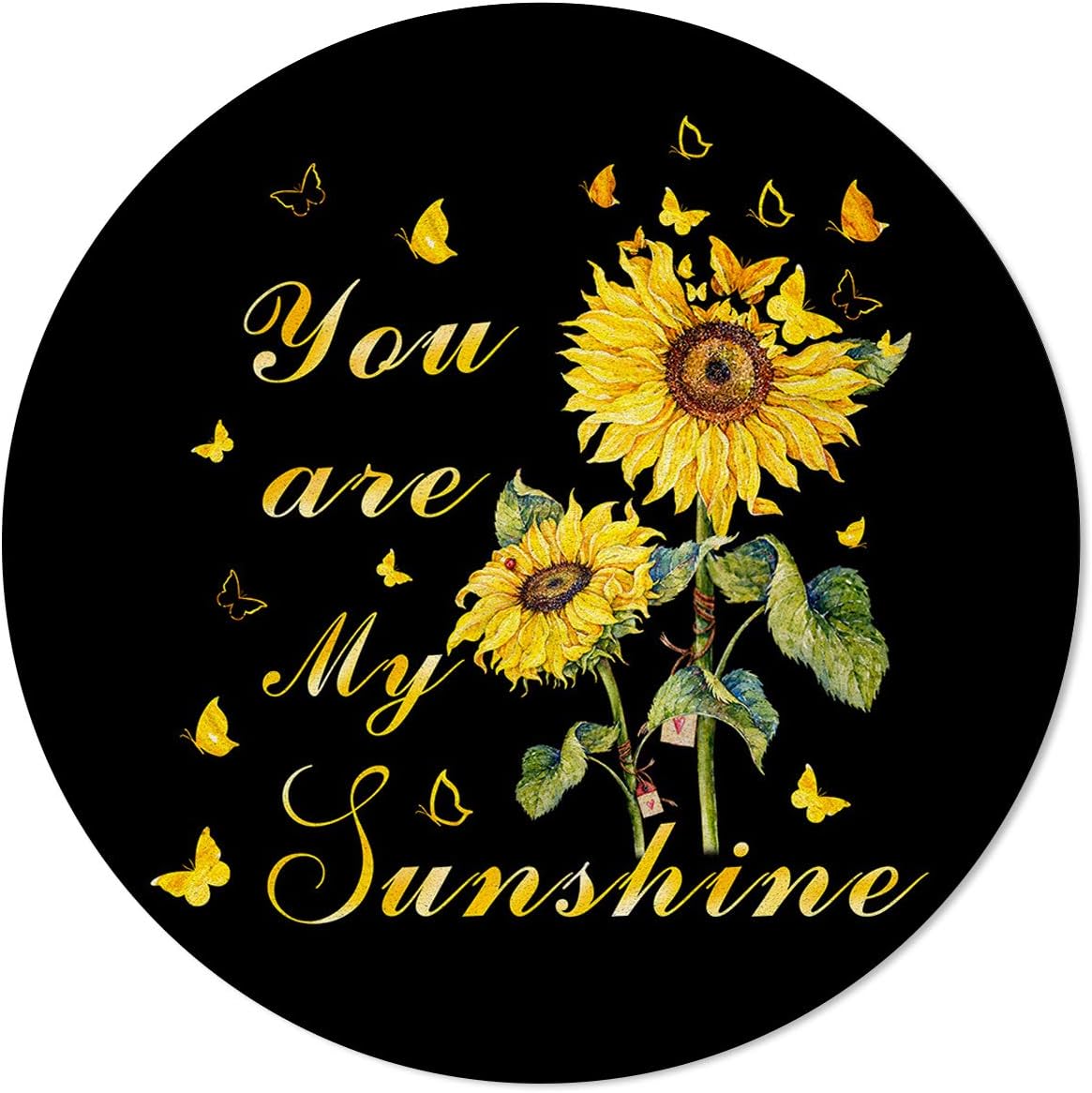Round Area Rugs You are My Sunshine NonSlip Home Decor Sunflower