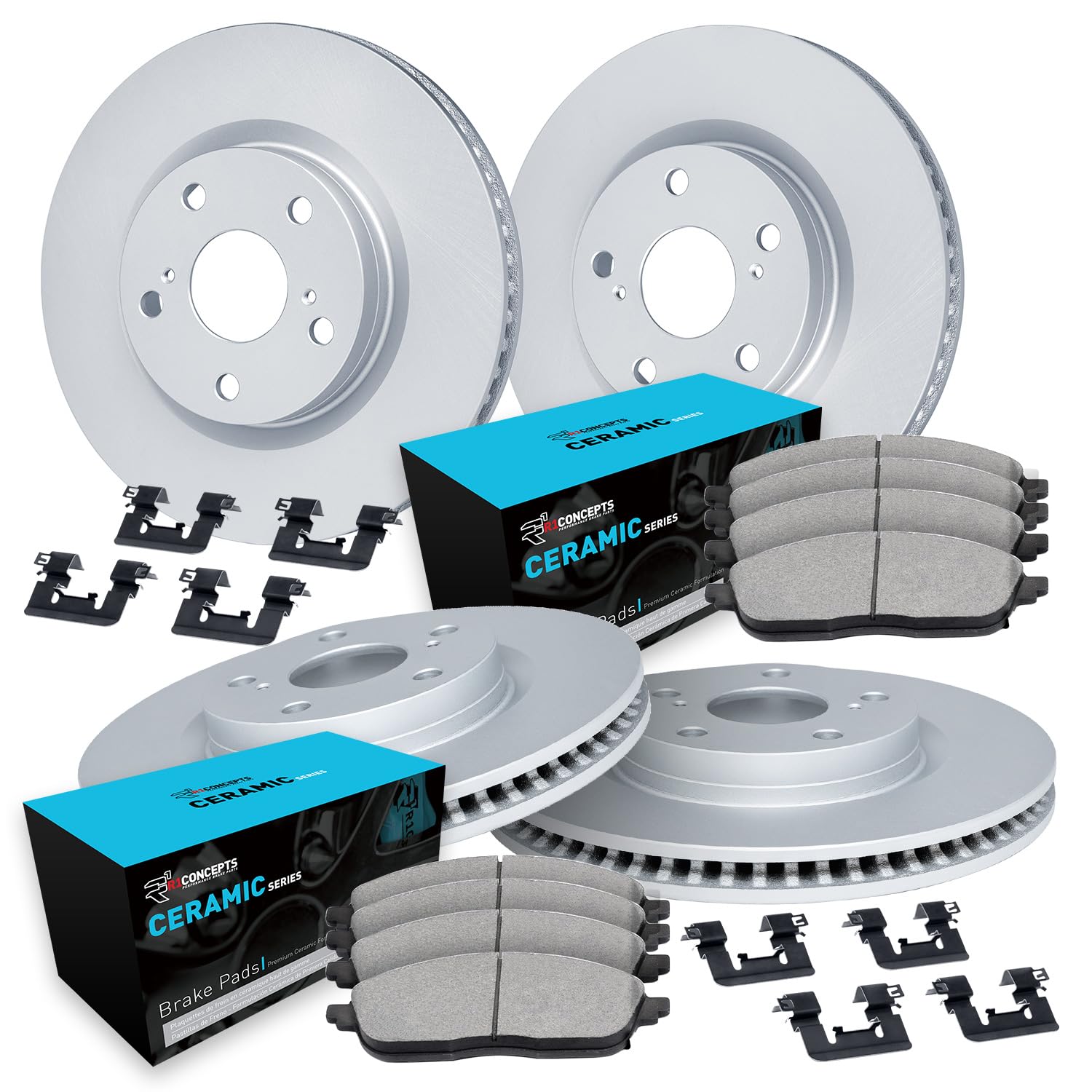 Photo 1 of R1 Concepts Front and Rear Brake Kit For 2004 Cadillac XLR, 2008-2009 Cadillac XLR| Blank Brake Rotors| Ceramic Brake Pads and Rotors Kit| Hardware included