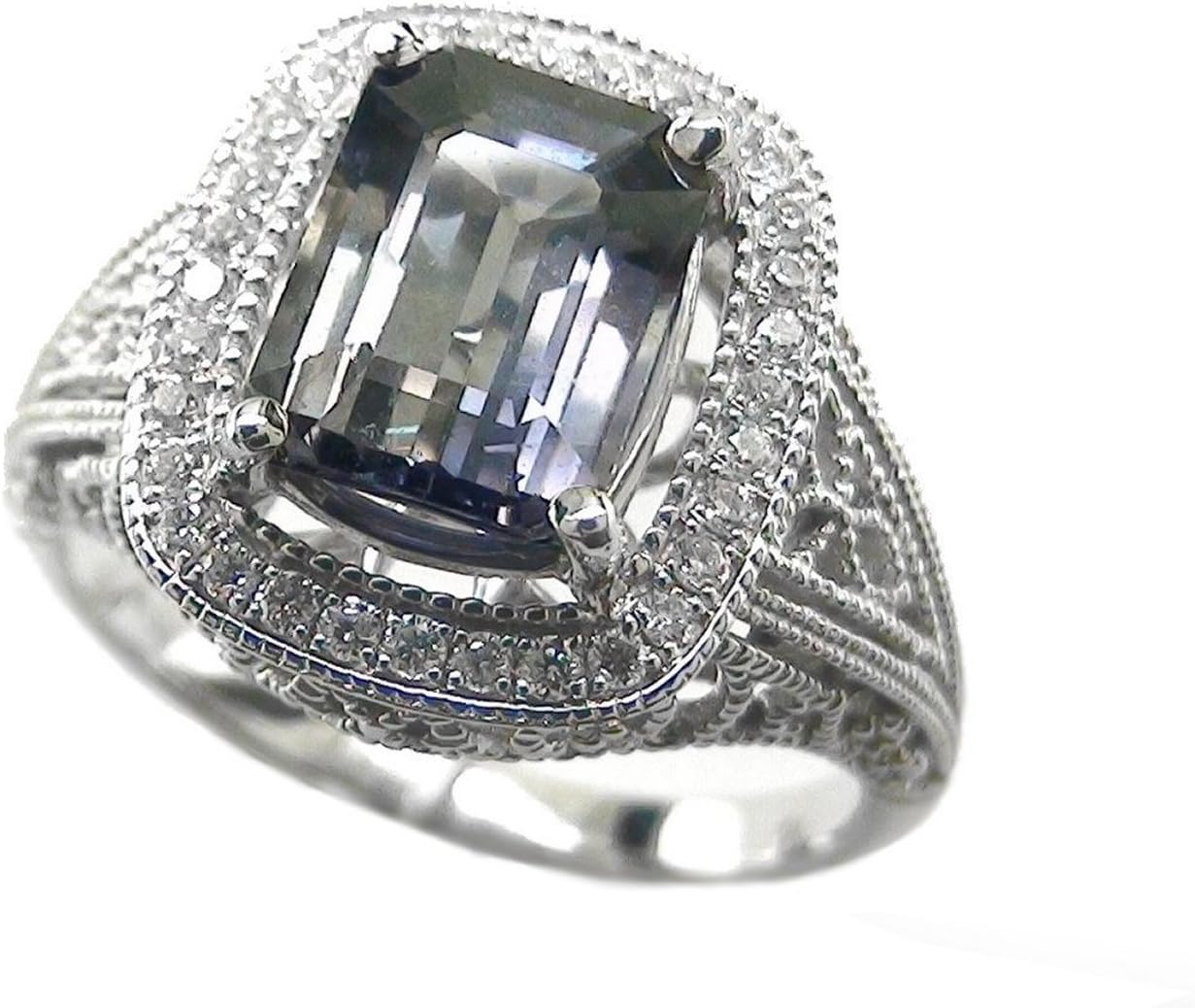 2.69 Carat Unheated Green Sapphire & Diamond Ring