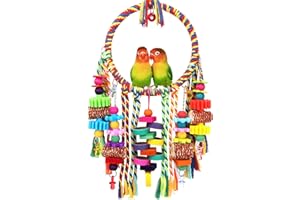 YIXUND Bird Toys Bird Rope Ring Swing Perch with Corn Cob Cardboard Bagels Wooden Blocks Chewing Toys for Parakeets,Cockatiels,Conure,Lovebirds,Finches and Other Small-Sized Birds