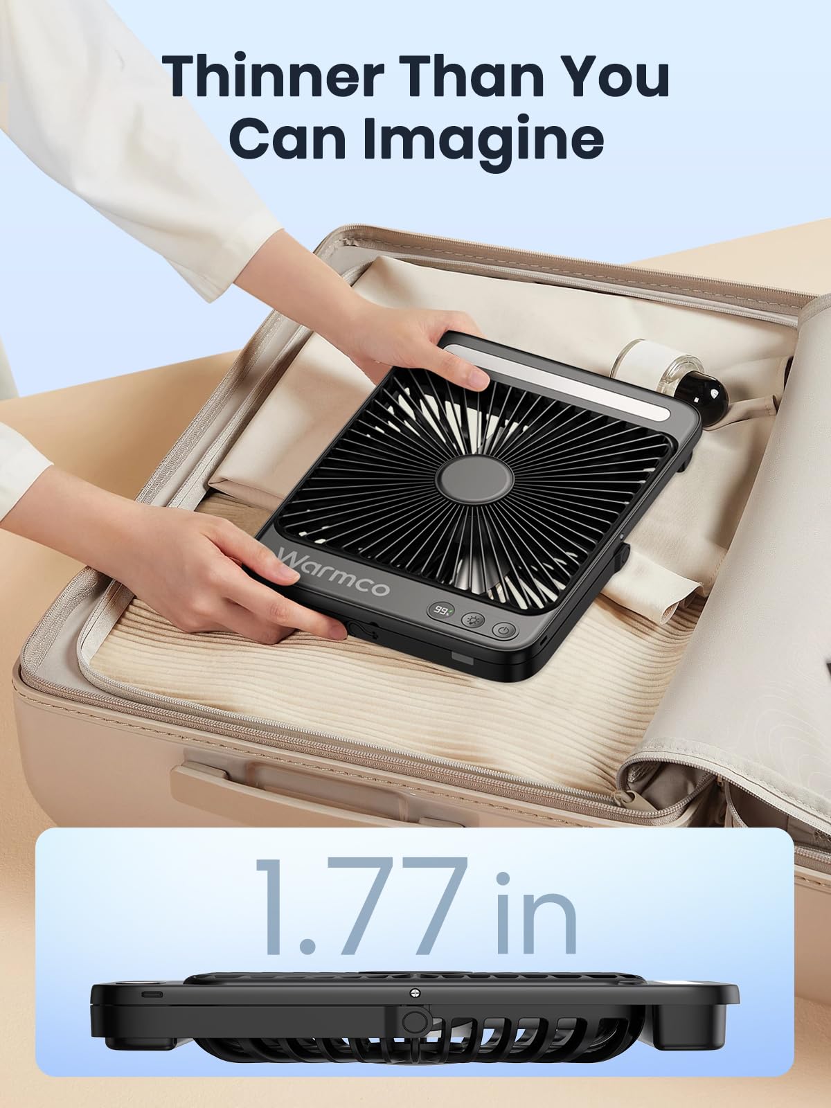 Warmco 20000mAh 8-inch Portable Camping Desk Fan, [15-48H Working Hours] Ultra-thin LED Light Rechargeable Battery Powered Travel Fan for Outdoor, Indoor, Cruise Essentials 2025