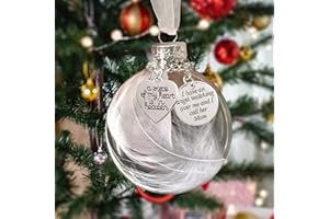 Memorial Christmas Hanging Ornament Clear Feather Ball, I Have an Angel in Heaven I Call Her Mom in Memory of Loved One Sympa