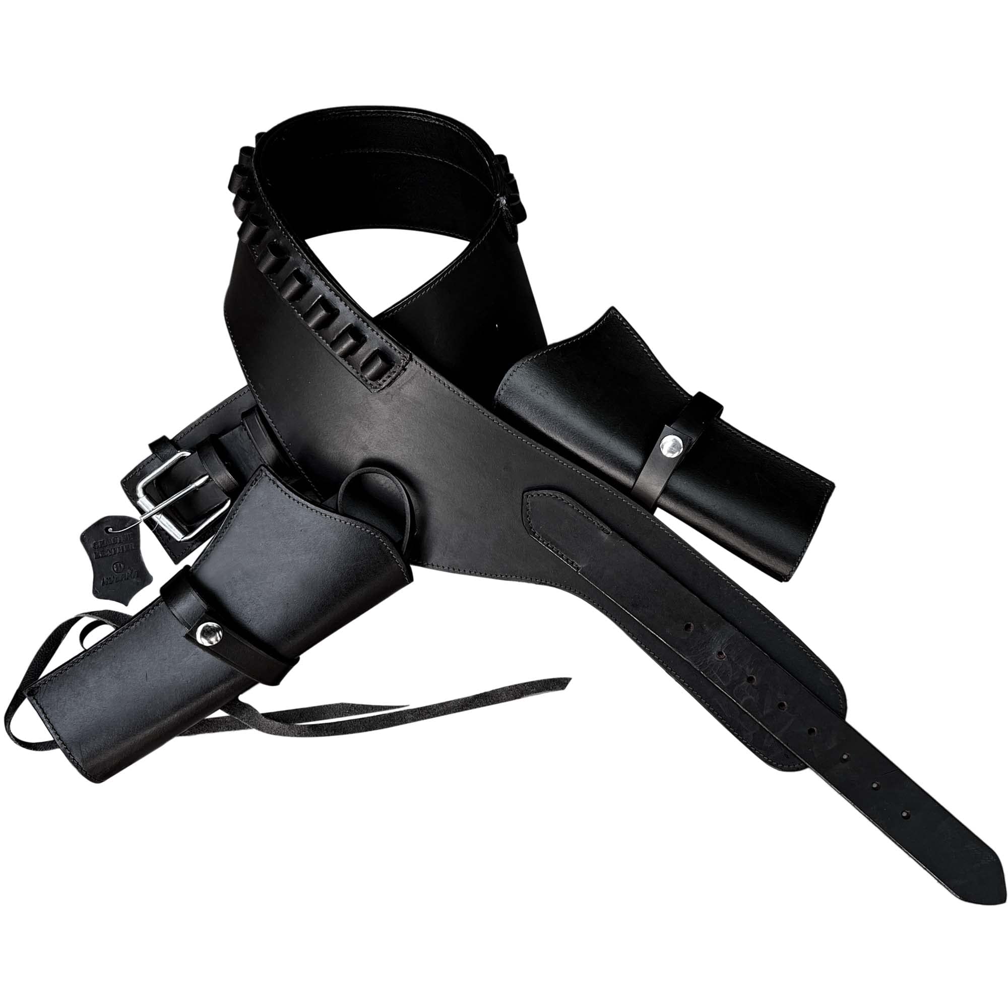 Hulara Full Grain DD Harness Buff Leather Western Gun Holster for Men Heritage Rough Rider 357 Magnum Holster Cowboy Gun Belt and Holster .38/.357 Cal Revolver Holster, Size-5(50-52 Inch)