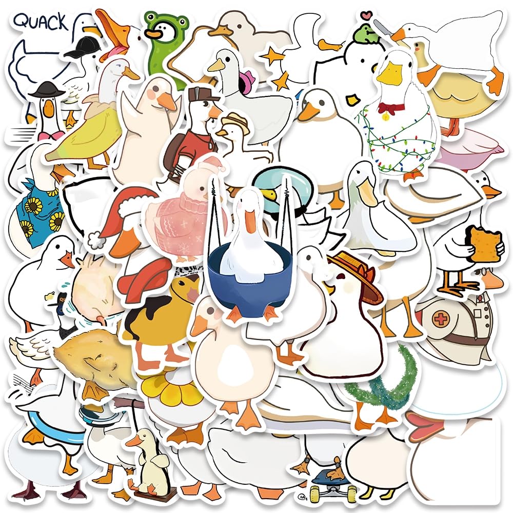 Photo 1 of Cute Duck Stickers, Funny Cartoon Duck Stickers for Kids, 50PCS Hapiuen Waterproof Vinyl Sticker for Water Bottle Laptop, Cute Animals Decals Pack