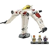 Brickcessories Display Stand for LEGO 75432 V-19 Torrent Starfighter | Set Not Included - Minifig Base Holds Obi-Wan Kenobi &amp; Asajj Ventress, Crystal-Clear Acrylic, Tool-Free Peel &amp; Build Assembly