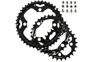 BUCKLOS 64/104 BCD Bike Chainring Set with Pin, Steel CNC Alloy Double/Triple MTB Chainring 22T 24T 26T 32T 38T 42T 44T 4 Bol