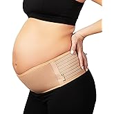 AZMED Maternity Belt Back Support - Adjustable Abdominal Binder for Pregnancy - Belly Band for Pelvic, Waist & Lower Back Comfort - Fits Up to 46 Inches - Beige