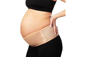 AZMED Maternity Belt Back Support - Adjustable Abdominal Binder for Pregnancy - Belly Band for Pelvic, Waist & Lower Back Comfort - Fits Up to 46 Inches - Beige