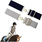 2 Pcs Elastic Equestrian Belt, 1.5 In Stretchable Waist Belt Surcingle Buckle Horse Bit Belts for Horseback Riding Sports, Stretch Horseback Riding Belts with Buckle for Women Girls(Grey, Navy Blue)
