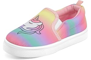 K KomForme Toddler Girls Boys Shoes Little Kids Slip on Canvas Sneakers for Running/Walking