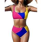 BMJL Womens High Waisted Bikini Sets Tummy Control Two Piece Sporty Swimsuits Modest Active Bathing Suits