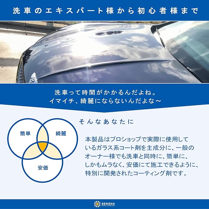 Amazon 洗車の王国 撥水コーティング剤 ファインクリスタル 800ml ボディにも使える 簡単ガラスコーティング 撥水型 カーケア 999 車 バイク 車 バイク