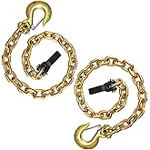 SALIFTFE 3/8 Trailer Safety Chains 2-Pack, G80 35 Inch Chain with Hook and Retainer for Truck Trailer Hitch, 29,000 lbs Break Strength