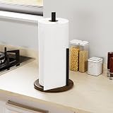 niffgaff Farmhouse Paper Towel Holder Real Wood Round Base Kitchen Organize view 2