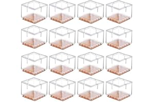 ANWENK Chair Leg Floor Protectors Square Furniture Leg Caps 1 1/4 to 1 3/8” with Felt Pads Clear (16 Pack)